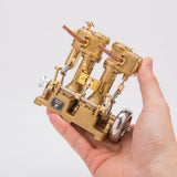MechPuConToy Engine Model Kit That Works, RW-L2 Mini Inline Double Cylinder Reciprocating Steam Engine Model for 70-130cm Steamships (Boiler Not Included)