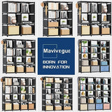 Mavivegue Book Shelf, 12 Cube Storage Organizer, DIY Bookcase, Metal Bookshelf, Tall Book case, Black Cubicle Rack