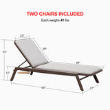 PURPLE LEAF Outdoor Reclining Holds Up to 350 lbs Adjustable Back Coffee