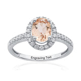 Oseew Customs Morganite Halo Engagement Ring Morganite Halo Engagement Rings Ovel Gemstones Rose gold morganite ring halo (white gold)