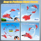 Fremego F-22 Raptor RC Plane 2.4GHz RC Airplane Fighter Toy Ready to Fly Remote Control Airplane Easy to Fly RC Glider Sports for Kids & Beginners (Red)