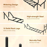 Ebeneze 5.9ft Firewood Rack Holder, Outdoor Indoor Heavy Duty Metal Wood Stand, Adjustable Stacker Fireplace Lumber Organizer, Bottom Widening for Deck Patio Logs Storage Carrier Tool, Black