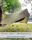 Sunyear Camping Hammock-Hammocks with Net and Rain Fly Tarp - Portable Single&Double Lightweight Nylon Parachute Hammocks with Hammock Tree Straps for Backpacking Hiking Travel Camping Indoor Outdoor