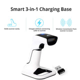 ScanAvenger Wireless Portable 1D&2D with Stand Bluetooth Barcode Scanner: 3-in-1 Handheld Scanner, Rechargeable Battery for Inventory - USB Bar Code/QR Reader (1D&2D with Next Gen Stand)