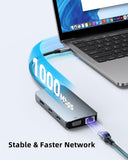 4 Monitors Docking Station 4K HDMI 9-in-1 LIONWEI USB C Hub for Laptop Mac