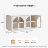 Hotmeily 30.7" Tall Arched Glass Entertainment Center,White Oak