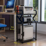 SHSWUD Printer Rack 3 Tier Printer Stand Floor-Standing Shelf Metal Frame Mobile Fax Machine for Office Home Copier Scanner Printer Shelves(A)