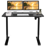 Electric Height Adjustable Standing Desk, Motorized Sit Stand Workstation w/Whole Piece Desk Board (Black) GLOBALWAY
