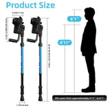 FUSHIDE Forearm Crutches for Adults, 3-Angle Adjustable Arm Crutches for Walking, Ergonomic Crutches for Men or Women, Aluminum, Blue, Crutches for Leg Injury, Surgery Recovery, Disabled（1Pair）