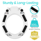 Vive Raised Toilet Seat Riser for Seniors (with Handles) - Handicap Rail Grab Bar Seat for Over Toilet - Elevated Safety for Elderly, Disabled, Medical - Elongated