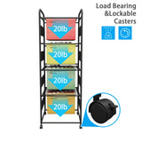 PUNCIA 4 Tiers Metal Rolling File Carts with Wheels Hanging Files for Letter Size Movable Pull-Out File Folder Rack Drawer File Cabinet