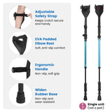 Carehofu Ergonomic Forearm Crutches Spring Assist Crutches for Adults,Comfortable and Height Adjustable Arm Crutches Forearm with Anti-Slip Base,Walking Crutches with Cuffs, Not a Pair (Blue)