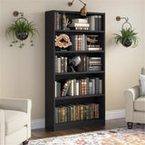 Bush Home Tall 5 Shelf Bookcase, 5 Tier Bookshelf Storage Cabinet with Adjustable Shelves for Living Room