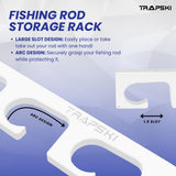 TRAPSKI Made in The USA Fishing Rod/Pole Holder Rack Organizers | Wall or Boat Mounting Fishing Rod Rack | Marine Grade HDPE Plastic | Pole Holder for up to 6 Rods | Stackable - 2 Pack