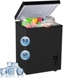 Compact Deep Freezer 5.2 Cu Ft Black Chest Freezer with 6 Levels Thermostat