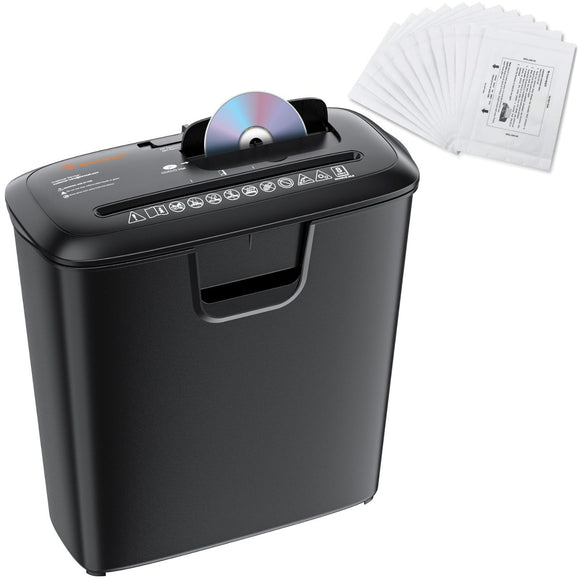 8 Sheet Strip Cut S120-C Paper Shredder for Home Office Use & 12 Pack Lubricant Sheets bonsaii