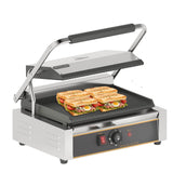 HTTSICHI Commercial Panini Press - 2200W Commercial Electric Panini Sandwich Grill w/Nonstick Coating & Adjustable Temp, Panini Grill Press w/ 14"x9" Cooking Pan, Double-sided Heating