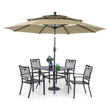 PHI VILLA 5 PCS Patio Dining Set w/ 10ft Umbrella