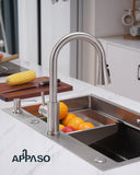 APPASO Touchless Kitchen Faucet, Brushed Nickel Motion Sensor Sink Faucets with Soap Dispenser and Pull Down Sprayer 3 Modes, Activated Hands Free Faucet for Sink with cUPC-Certified Hoses