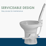 Voyager Plus Universal Residential Height RV Toilet with Porcelain Bowl FREEZABLE Water Valve | RV Winterization | Ideal for Outdoor and Winter Use