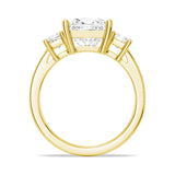 Princess Cut Three-Stone Moissanite Engagement Ring 3CT Yellow Size 7