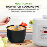 NutriChef 6 Quart Electric Pressure Cooker | 12 Function Digital Countertop Pressure Cooker | Adjustable Time & Temperature | Re-heat and Keep Warm Function | 13.1 x 11.4 IN | White