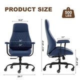 Office Chair with Rubber Wheels, Ergonomic Computer Chair 500 lbs, Leather Desk Chair with Lumbar Support
