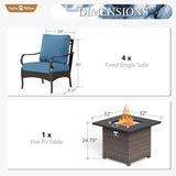 Sophia & William Metal Patio Furniture Set with Fire Pit Table, 5 Pieces