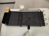 SPACORA Extendable Dish Drying Rack, Carbon Steel, Black, 19.2"-26.7" L x 12.9" W x 7.2" H, with Cutlery Holder, Cup Holders, Anti-Rust, Countertop