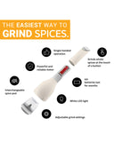 FinaMill Classic Battery Spice Mill – Battery Operated Salt and Pepper Grinder Set, Includes 2 Interchangeable Spice Pods, Adjustable Coarseness, Ceramic Grinder, LED Light, Home and Kitchen Gift Set