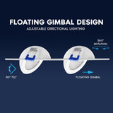 LUXRITE 4-Inch 2-Head Floating Gimbal LED Recessed Spotlight, Adjustable 360° Rotation & 90° Tilt, Directional Recessed Light, 5CCT 2700K-5000K, CRI90, 20W, 1800LM, Dimmable, Square, IC & ETL (6 Pack)
