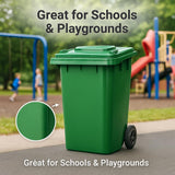 Green 95-Gallon Wheeled Rectangular Trash Can with Hinged Lid
