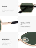 SOJOS Retro Rectangle Polarized 90s Sunglasses Women Men SJ1270 Gold/Green