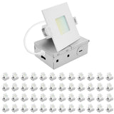 LUXRITE 3 Inch LED Recessed Light, ECO Backlit Mini Panel Spotlight, 5CCT 2700K-5000K, 660 Lumens, High Output, 8 Watts, Dimmable, IC Rated, Wet Rated, ETL Listed, Energy Star, Square (48 Pack)