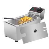 ODPFTY Deep Fryer Stainless Steel - 6.3Qt Commercial Style Electric Fryer with Adjustable Thermostat, Rapid Heating & Oil Filtration Basket - Safe for Home Kitchen (Chips/Chicken/Donuts), 2500W, 6L