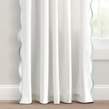Lush Decor Coastal Scallop Edge Curtain Panel, Blue & White | 52"W x 84"L | Pack of 4
