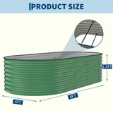 Garvee 4 Pack 8x4x1.5ft Galvanized Raised Garden Bed Kit, Oval Metal Planter Boxes with Anti-Cut Safety Edges, Rust-Resistant Deep Root Planters for Outdoor Vegetables, Flowers, Herbs, Green