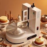 Semi Automatic Birthday Cake Smoothing Coating Machine, AC110V 6-14in Cake Cream Spreading Machine, Cakes Decorating Cream Coating Machines Turntable with Graduated Scraper, Baking Supplies (White)
