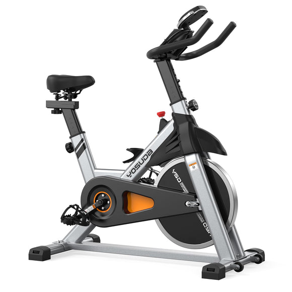 YOSUDA Indoor Cycling Bike Stationary - Cycle Bike with Ipad Mount ＆Comfortable Seat Cushion (Gray) YOSUDA