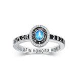 Oseew 2027 Custom Class Graduation Ring High School for Women (White Gold)