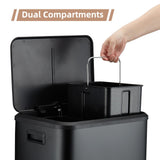 Garvee Dual Trash Can for Recycling and Trash, Stainless Steel Kitchen Trash Can with Lid and Foot Pedal (Black, 8 Gallon(2x4Gal))
