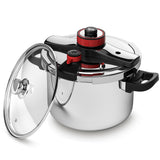 BreeRainz 304 Stainless Steel Pressure Cooker 8.45QT, 3-Stage PSI Settings, One-Hand Locking,Explosion-Proof Pot w/Extra Glass Lid, Timer, Steaming Rack(Induction Compatible Olla de Presion)