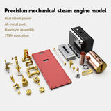 MechPuConToy Steam Engine Model with Boiler DIY Kit, RW-BL1K Mini Reversible Reciprocating Single-Cylinder Live Steam Engine Model Kit for Steam Boat Collectors and Industrial Enthusiasts