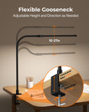 Kaulsoue Desk Lamp with Clamp, Eye Caring LED Desk Lamp for Home Office with Gooseneck, Clip on Light with 3 Color Modes for Working, Reading, Drawing
