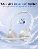 Wireless Headset with Mic for Work, Bluetooth 5.4 Headphones, Ivory White