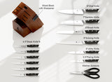 Livtek Knife Set with Block - Kitchen Knife Set German High-Carbon Stainless Steel with Built-in Sharpener - 15-Piece, Falcon Series.