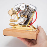 MechPuConToy Engine Model Kit That Runs, OHV V-Twin Cylinder Four-Stroke Motorcycle Engine, Physics Science Experiment for Youth Adult