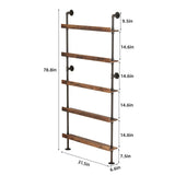 Woskar 5-Tier Wall Mounted Wine Rack, Floating Bar Shelves, Liquor Bottle Shelf Display, Holds 30+ Bottles, Space Saving (31.5" W x 79" H)