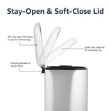 Rectangular Smudge Resistant Small Trash Can With Soft-Close Foot Pedal for Bathroom, Kitchen or Living room | 10 Liter/2.6 Gallons Amazon Basics