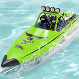 SVERTIBO RC Boat W/ 2.4GHz Remote Control, 2 Rechargeable Batteries & LED Lights for Pool Lakes Water, High Speed RC Sport Jet Boat RTR for Adults Gifts Toys (Green)